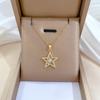 Necklace Earrings Set Light Luxury Full Of Diamonds Flower Five-Pointed Star Personality Temperament Banquet Earrings Necklace
