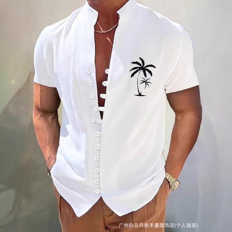 New Summer Men Short Sleeve Shirt Single Breasted Casual Blouse M
