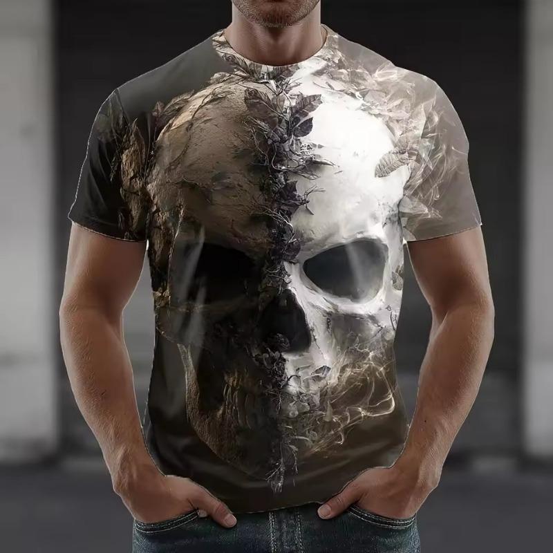 Halloween Skeleton Graphic Short Sleeve T-shirts Men's T-shirt Clothing Fashion 3D Print Short Sleeve Tee Man