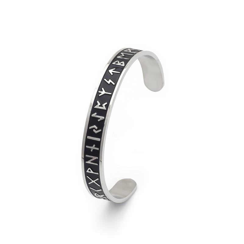 

Viking Open Cuff Bracelet Titanium Steel Triquetra Knot Wristband for Men Bold Design серебряный