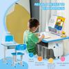 Kids Desk and Chair Set Adjustable Height Study Table Set with Drawer, Book Stand, Pen Slot - Blue