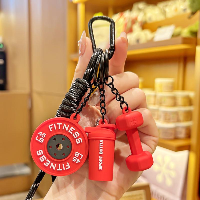 Breloc Fitness Desen Animat: Pandantiv Dopamină Kettlebell Dumbbell pentru Genți și Rucsacuri - Cadou Unisex