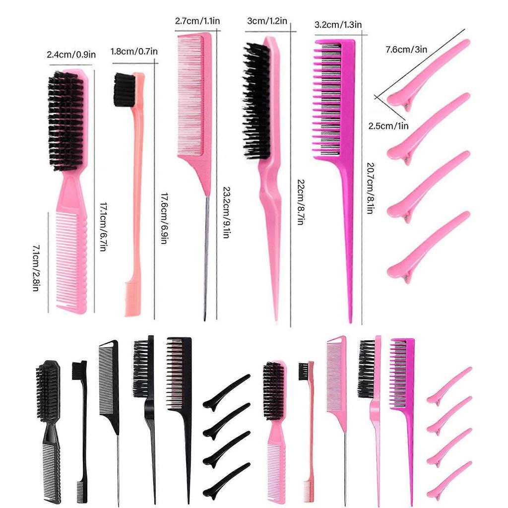 9pcs Multifunctional Essential Hairdressing Comb Brush Hair Clip Set For Women Men And Kids Hair Styling Accessories  Black