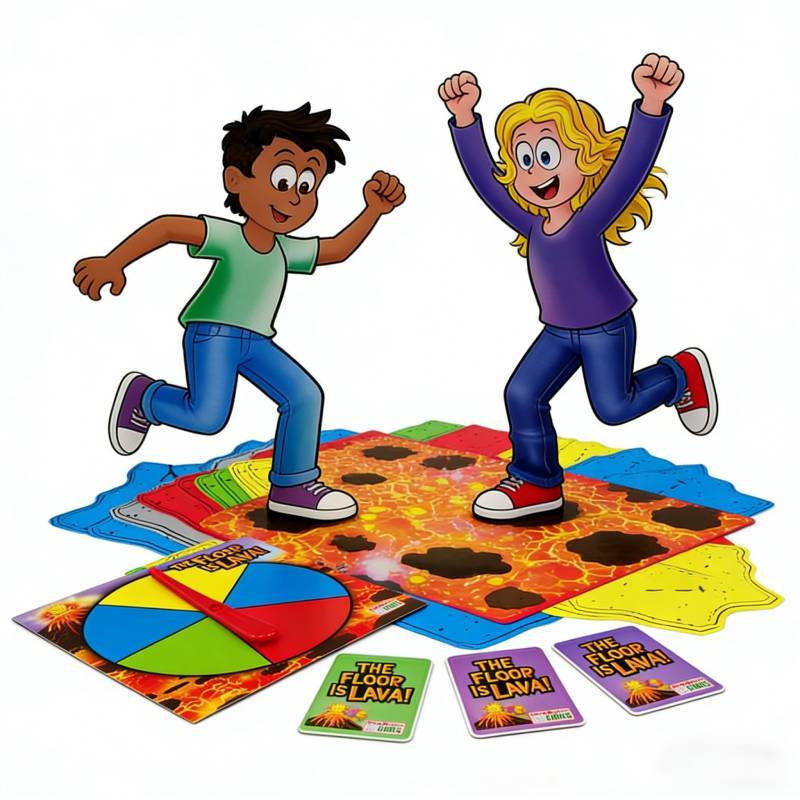 Gioco di Carte per Bambini The Floor Is Lava Giocattolo in PVC per Gioco Interattivo in Famiglia