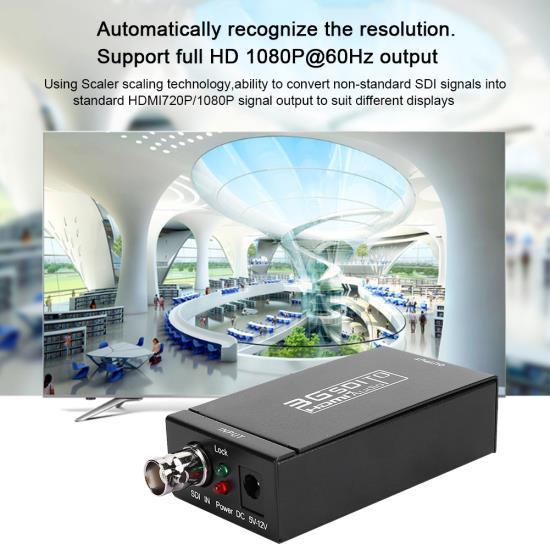 SDI To HDMI Converter Camera To TV High Definition Switch Box Black 3G SDI Interface Support HDMI1.3 110‑240V Noir Prise EU