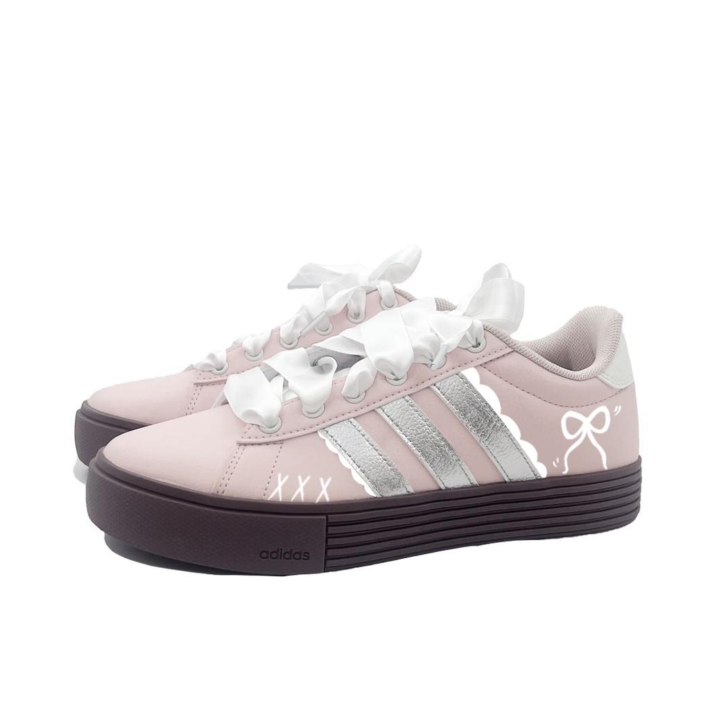 Adidas Daily 4.0 Silver Butterfly Abrasion Resistant Low top Skateboard Shoes Unisex Pink JR0080(tea641-)