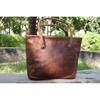 Handmade Leather Tote Bag: Travel Carry-On Shoulder Bag
