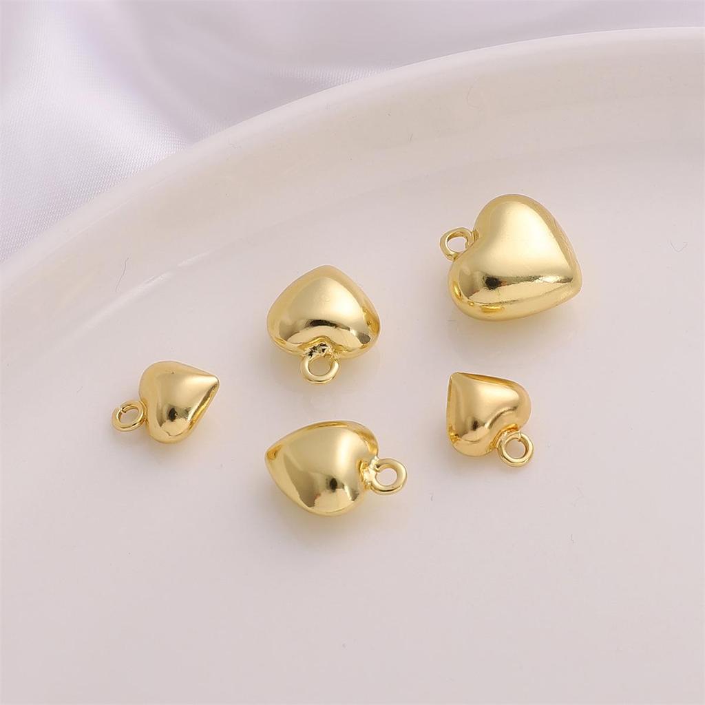 14K Gold-filled Heart-Shaped Pendant Charm for DIY Bracelet/Necklace - Real Gold, Shiny, Color-Preserving.