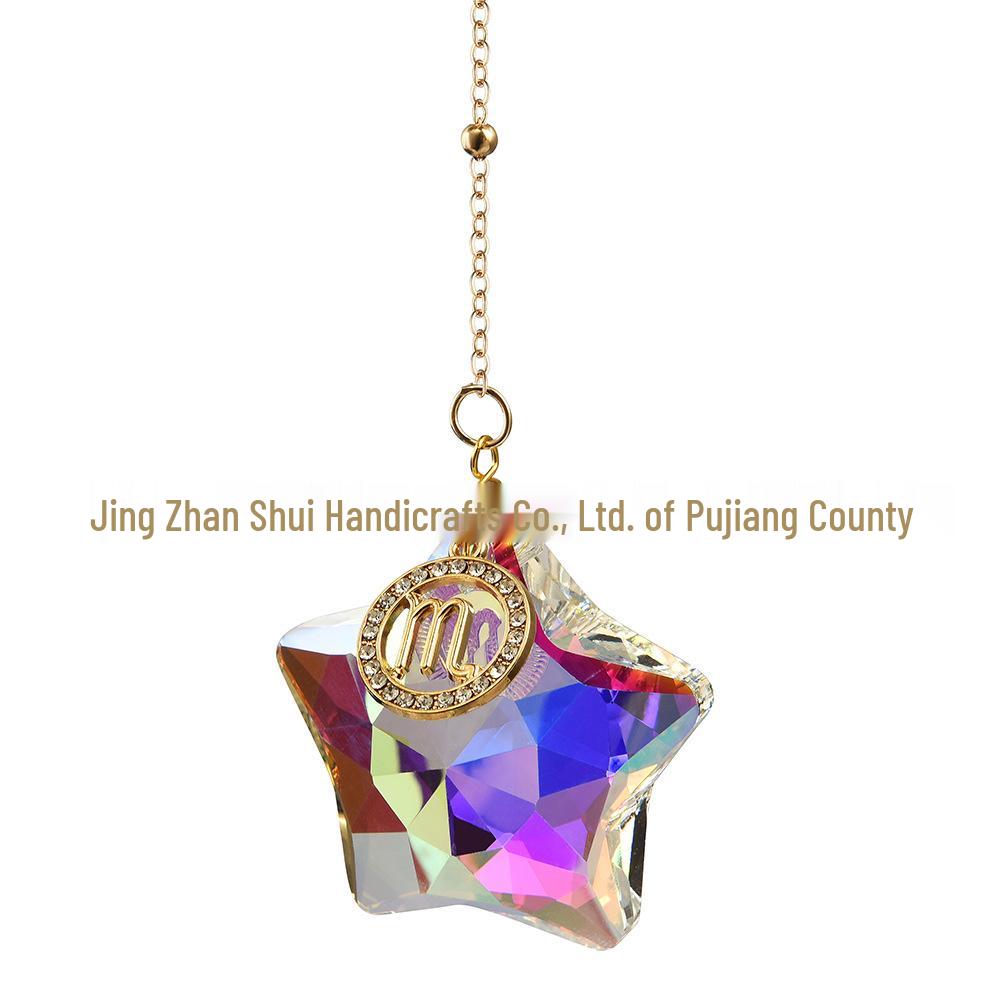 12 Constellations Moon & Pentagram Crystal Sun Catcher Pendant Set