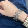 silver  glossy irregular hollow out leaf butterfly bracelets for women unique design high-end Wide bracelet party