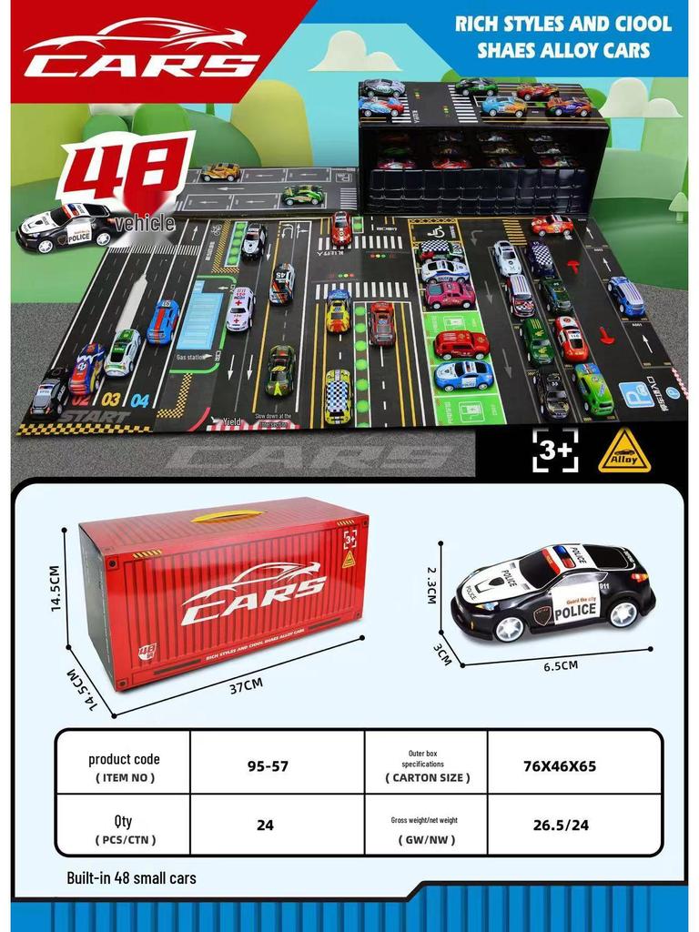 48 Mini Pull-Back Car Set for Kids - Gift Box of Inertia Toy Cars for Boys