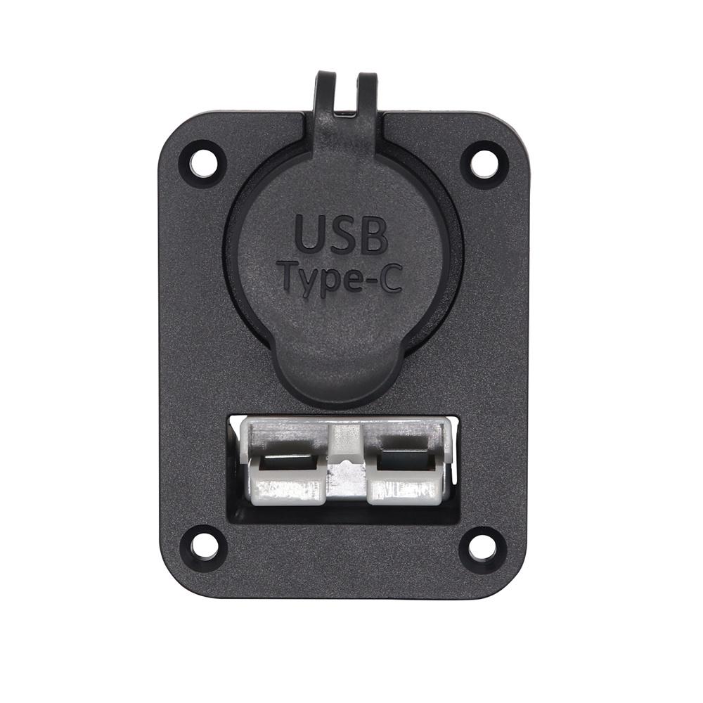 Flush Mount Recessed Plate For Anderson style Plug 50 amp w/ USB + Type C Socket