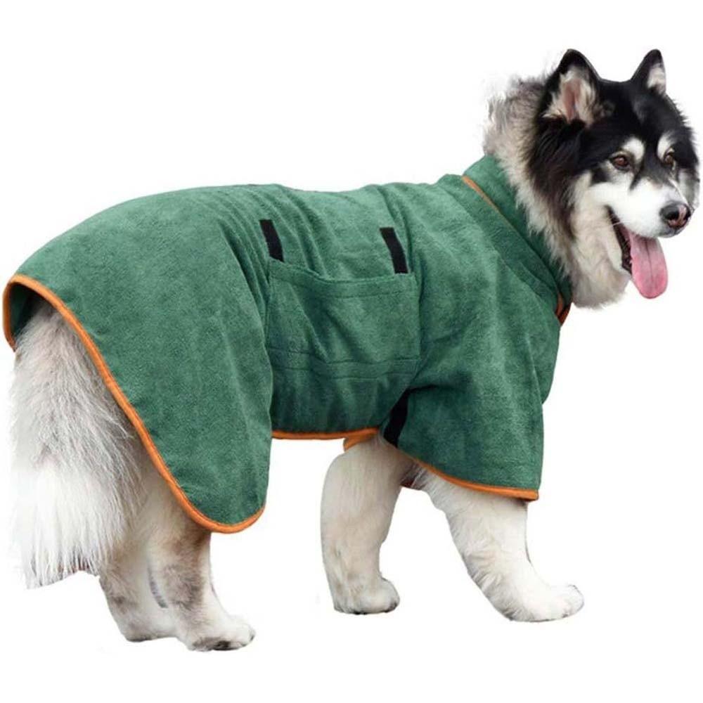 Adjustable Coral Fleece Dog Bathrobe Quick Drying Absorbent Dog Bath Towel Comfortable Pet Supplies Dog Clean Washcloth Swimming