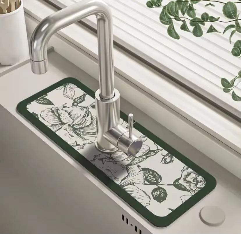 VIKAMA Cartoon Cute Faucet Mat Kitchen Super Absorbent Mat Coffee Machine Drain Mat Drying Mat Quick-Drying Bathroom Drain Mat 10X40CM