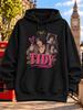 Unisex Hoodie Tidy Retro Collage Graphic with Leopard Print Portrait Pink Hearts Crown Doodle Photo Snapshots and Oversized Hot Pink Lettering