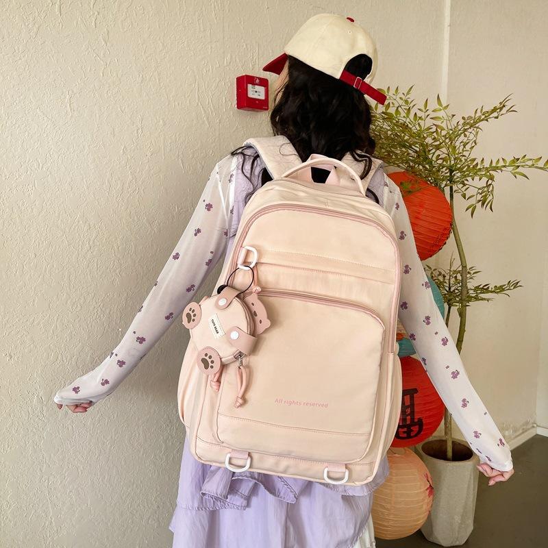 Schoolbag simple and versatile schoolbag female college style Japanese ins high value fresh and sweet cute backpack casual backpack
