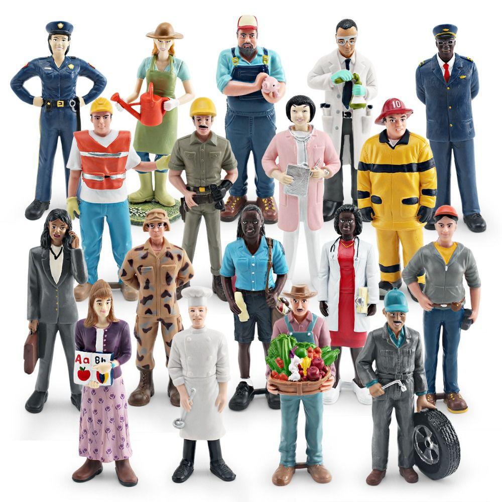 Teacher Chef Realistic Human Figurine Construction Worker Professionals People Model Collection