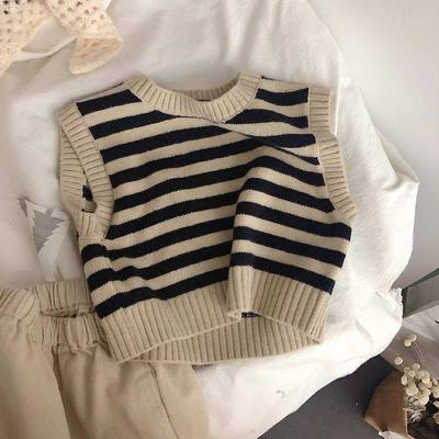 HoneyCherry Children's Striped Jacquard Vest Knitted Vest Baby Sweater Vest Baby Clothes  Kids Vest