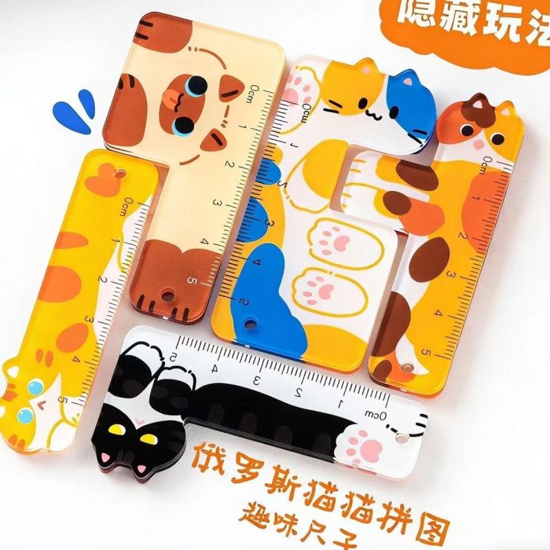 Mini Cat Ruler Pendant: Cute Animal-Shaped Acrylic Ruler for Students 7 cm * 1.8 cm