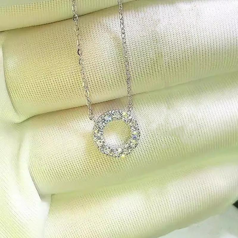 Ladies' Circular Pendant Necklace, Sparkling Design, Minimalist Circular Jewelry, Birthday Gift