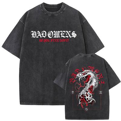 Gewaschenes Vintage Bad Omens Do You Feel Love Tour T-Shirt Geschenk für Fans Herrenbekleidung Retro Rock Gothic Metal Übergroße T-Shirts