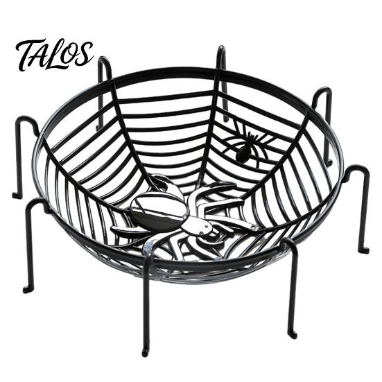 Spider Web Party Decoration Halloween Basket, Plastic Cobweb Design Fruit Serving Bowl, Treat for or Trick Candy Holder Dinner Table, Supplies Festive