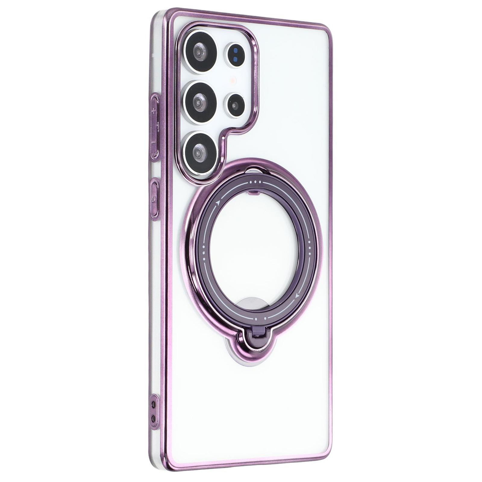 

For Samsung Galaxy S25 Ultra Case Kickstand PC+TPU Magnetic Phone Cover Purple