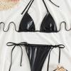 Neuer Damen-Badeanzug geteiltes Zweiteiler-Set bronzierender Stoff Nackenband sexy Bikini
