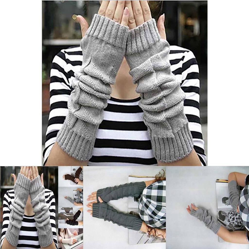 Stylish Fashion Womens Gloves Arm Warmer Long Fingerless Knitted Crochet For Comfort