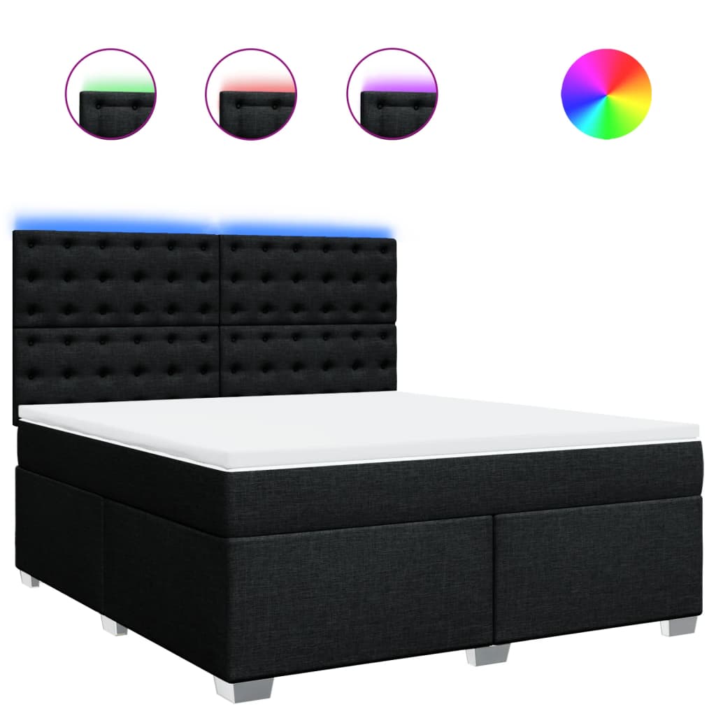 Box Spring Bed with Mattress Black 180x200 cm Fabric