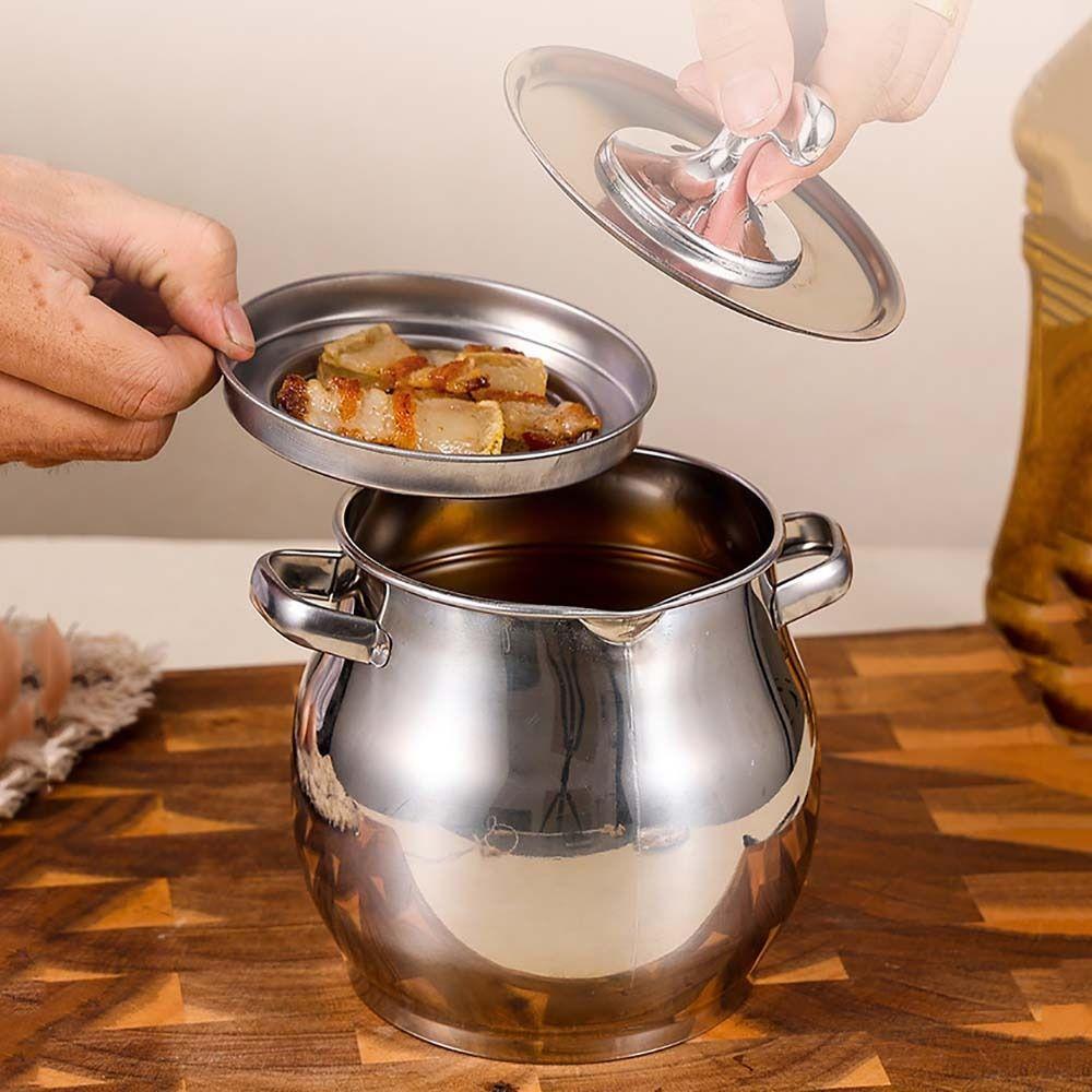 New 1.5/3.5L Oil Filter Pot Large Capacity Lard Strainer Filter Tank Stainless Steel Grease Keeper Oil Bottle Kitchen