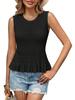Women's Boho Crochet Crop Tank Top Sleeveless Crew Neck Ruffle Knit Sweater Vest