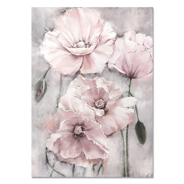 Flower Wall Art Canvas Painting Pink Floral Posters for Nordic Bathroom Living Room Home Wall Decor Pictures Farmhouse