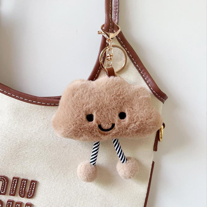 Cute Plush White Cloud Pendant Keychain Girl Bag Accessories Kawaii Pendant Doll Couple Key Ring