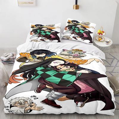 Demon Slayer Yatak Örtüsü Seti Tek Çift Tam Kraliçe King Boy Anime Kawaii Yatak Seti Yetişkin Çocuk Yatak Odası Nevresim Takımları 3D