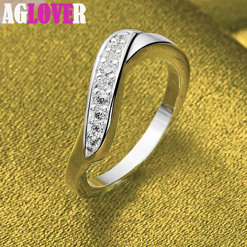 925 Sterling Silver Twisted AAA Zircon Ring Jewelry