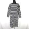 Made In Japan IENA Three-Quarter Sleeve Cotton Dress L Women Knee-Length Black/White Stripes(USED)