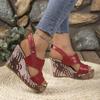 Nieuwe Damesschoenen met Dikke Zolen en Sleehak, Klittenband Muffin Hoge Hakken Sandalen met Visbek