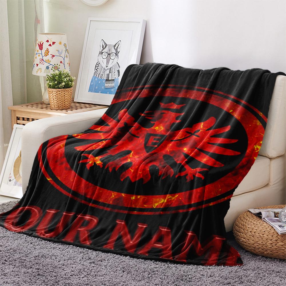 1PC Custom Name frankfurt football Patterned Flannel Blanket Suitable For All Seasons for Home Decor Warmth and Comfort Gifts Holiday Present_xia