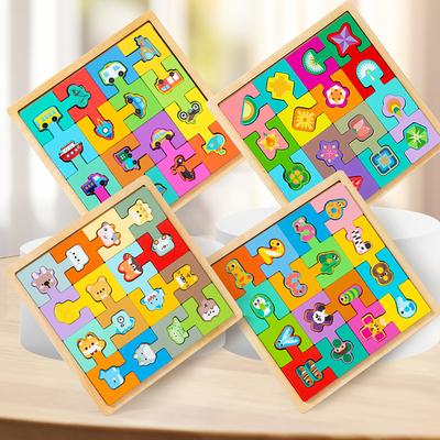 Wooden Animal Traffic Number Fruit Puzzle Shape Matching Toy