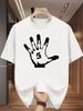 Unisex White Crew Neck Tee Hand Print Number Five Pattern Oversized Short Sleeve Unisexs Summer Streetwear Casual Daily Basic Wear Top