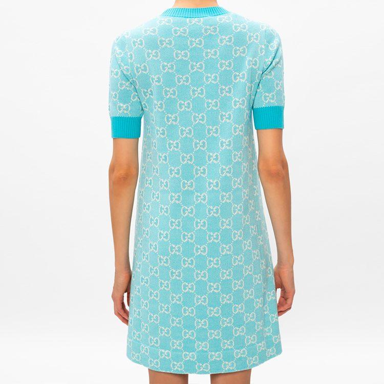 Gucci Short Sleeved Dress Women's Light Blue 629464-XKBHQ-4692