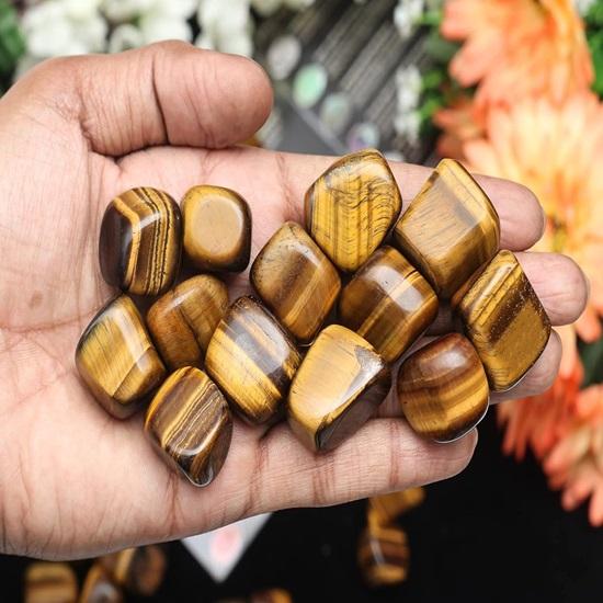 Set of 13 Tiger Eye Stones, Reiki Chakra, Vase Fillers Healing Decorative Pebbles,