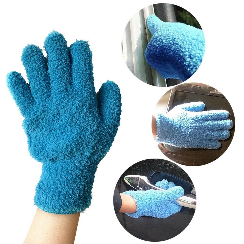 1 pair Reusable Car Care Absorbent Coral Fleece Dust Remover Removal Cleaner Cleaning Glove