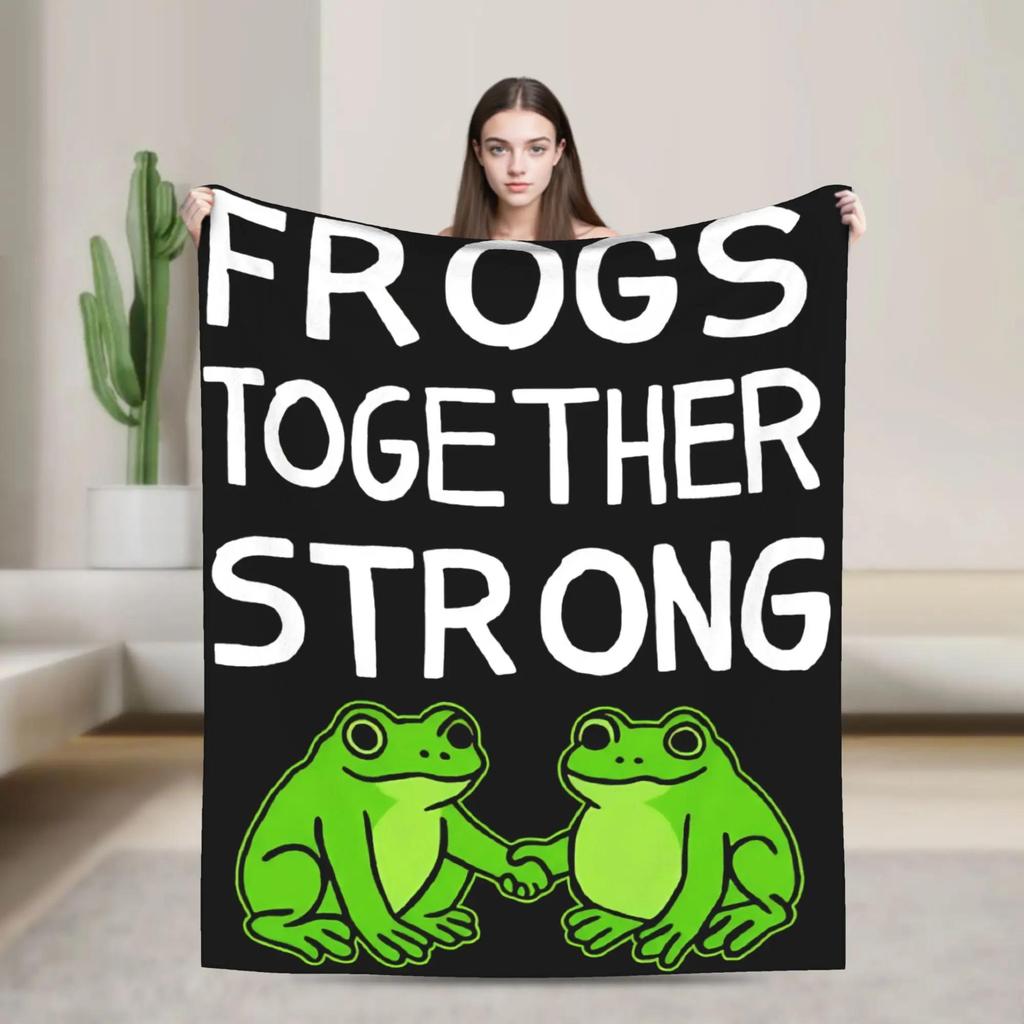 Soft Flannel Blanket for Bed Couch Sofa  Portland Frog Protest Print Travel Throw Blanket Bedspread Cover