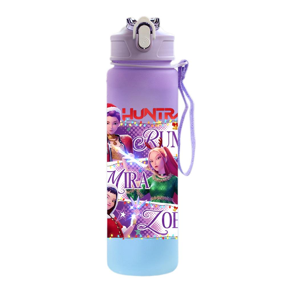 750Ml Water Bottle Christmas K-Pop Demon Hunters Printed Large Capacity Drinking Cup Portable Outdoor Sports Water Cup Children Kid Gift