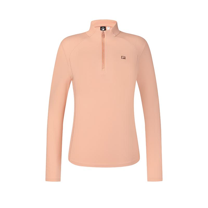 

Fila Флисовая трикотажная футболка с высоким воротником на молнии до середины, рукавами реглан и длинными рукавами, женские топы, светло-розовая A11W511205FPC S