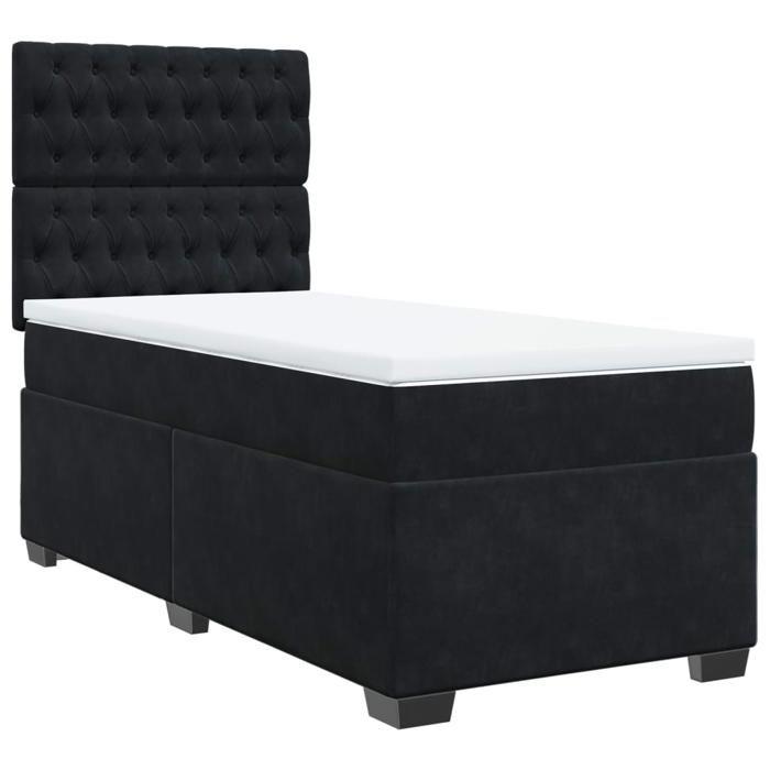 VidaXL Bed Slatted Base and Mattress Black 80x200 Cm Velvet 3290770