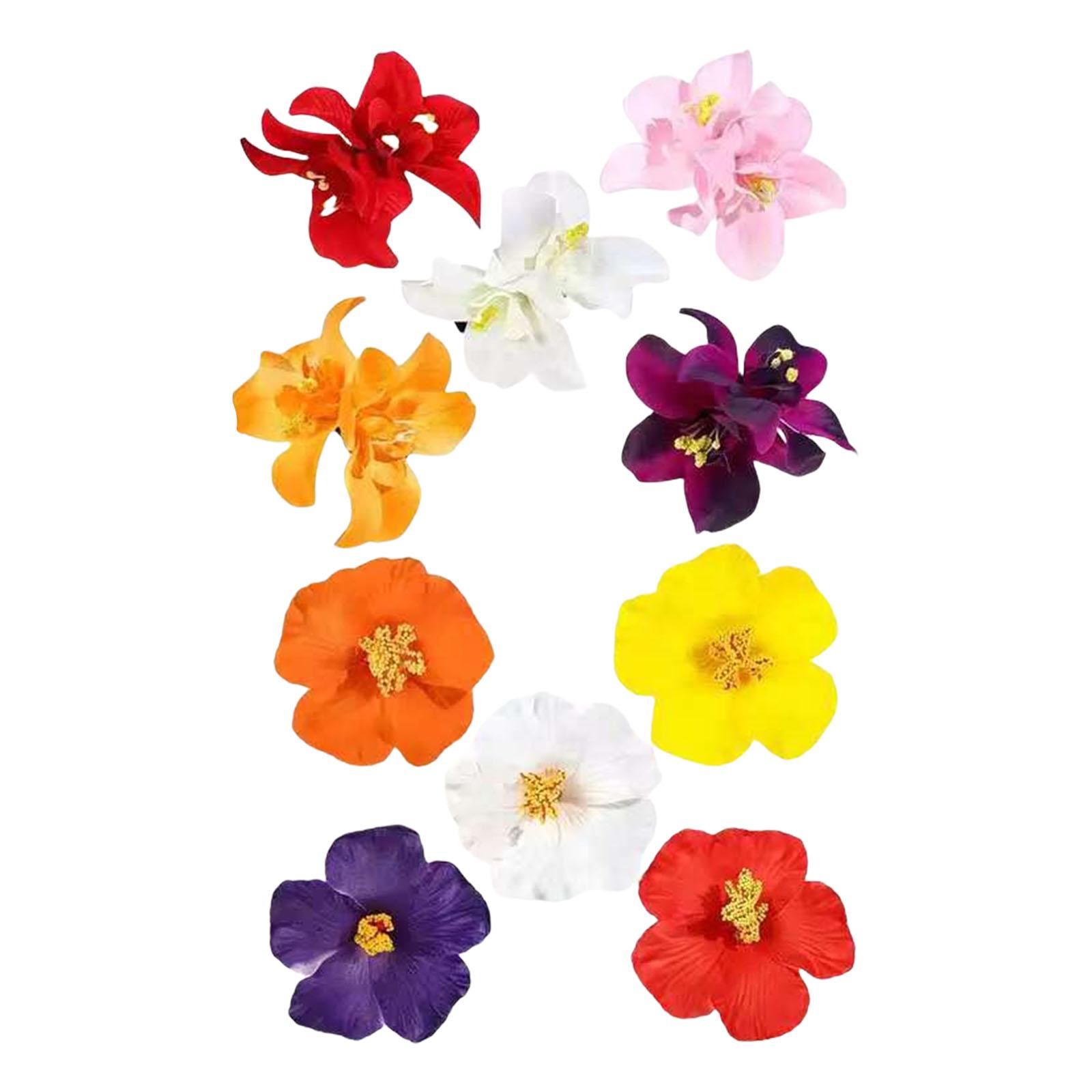 

Double Bloom Silk Flower Hair Clip 10Pcs Lightweight Nonslip Barrettes Tropical Party Gift Fashion Hairpin