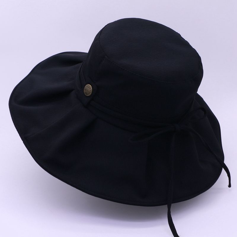 Sun Hat Bow Fisherman Hat Women's Summer Pleated Fabric Sunshade Hat